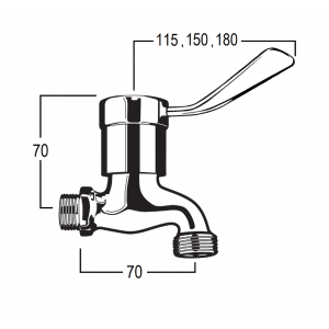 Torrens Flared Lever Bibcock with Male Inlet and Male Screw Nose