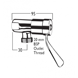 Torrens Flared Lever Washing Machine Cock without Cover Plate