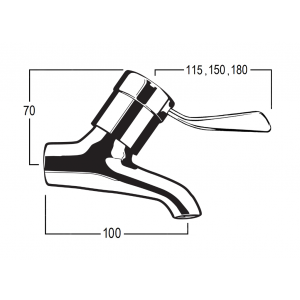 Torrens Flared Lever Upswept Bibcock with Female Inlet and Plain Nose