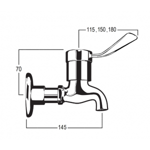 Torrens Flared Lever Flanged Bibcock with Female Inlet and Plain Nose