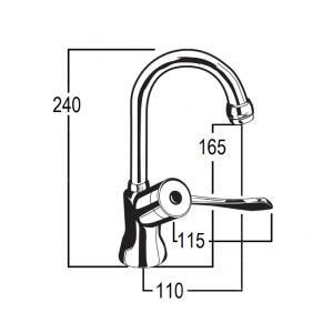 Torrens Flared Lever Drinking Water Pillar Tap with Swivel Gooseneck Outlet