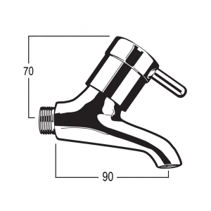 Torrens Lever Upswept Bibcock with Male Inlet and Plain Nose