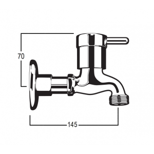 Torrens Lever Flanged Bibcock with Female Inlet and Male Screw Nose