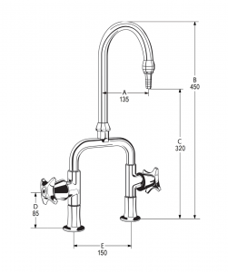 LB34 Line Drawing - Celestial Handles Pictured