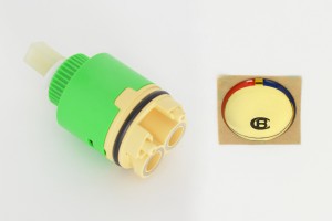 Photo: PA8320 - Replacement Ceramic Cartridge & Button Kit for CB Flick Mixers & DB Series Mixers - Gold Colour Button