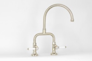 Photo: RL9361 in Brushed Nickel (BN) finish with White Lever Insert Upgrade (LCNS)