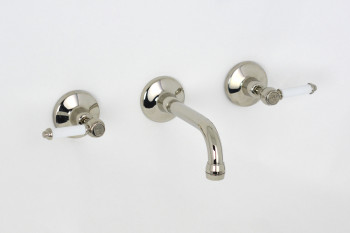 Photo: RL3502 in Nickel Plate (NP) finish with White Lever Insert Upgrade (LCNS) & Engraved Button Upgrade (EBU)