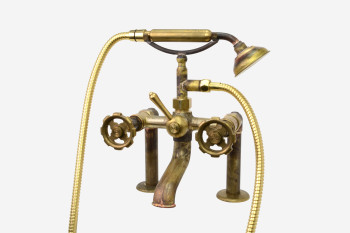 Photo: SP9494 in Raw Brass (RB) finish with Raw Brass Handshower Handle (HH-SCT)