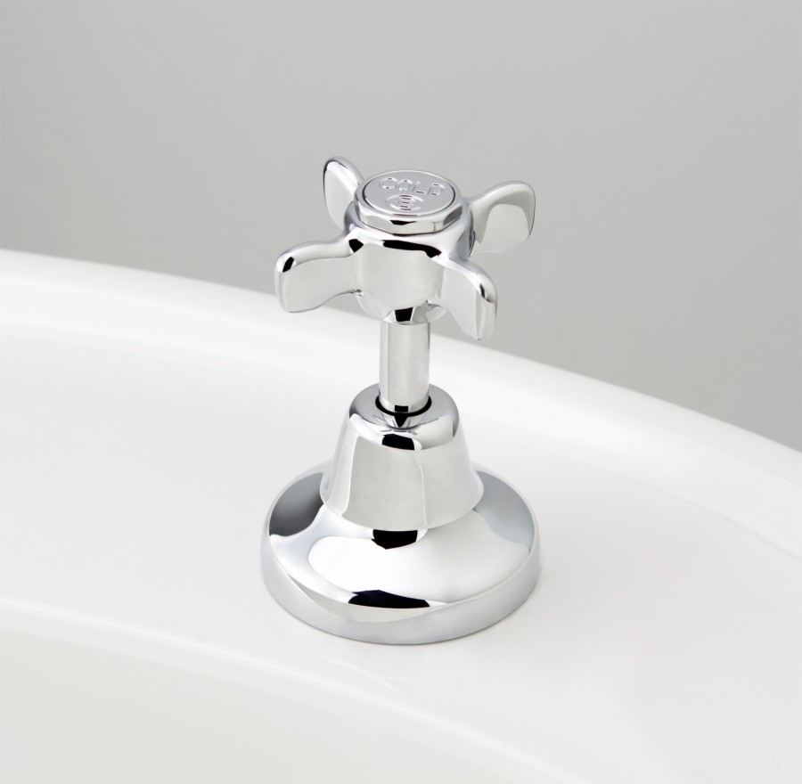 Heritage Basin Top Assembly in Chrome Plate with Engraved Button Upgrade