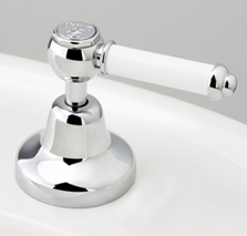 Roulette Lever Basin Top Assembly in Chrome Plate Finish with White Lever Insert & Engraved Button Upgrade