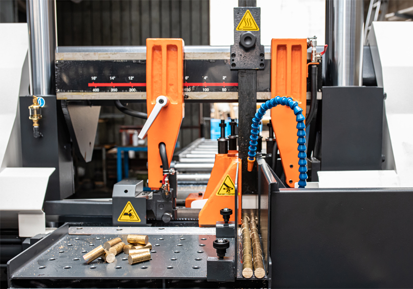 CNC bandsaw preparing billets for forging