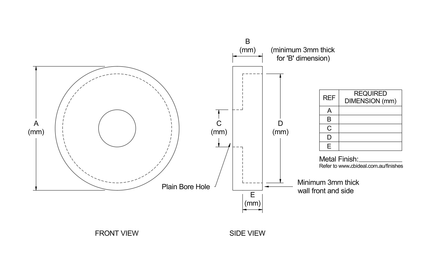 Custom Round Cover Plate with Back Recess Form