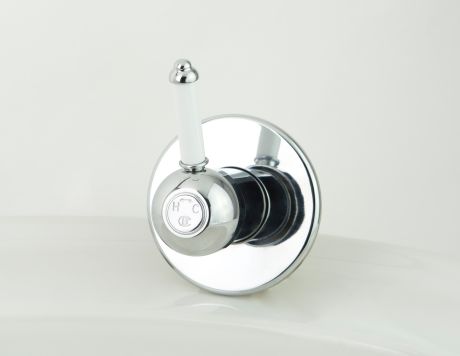 Roulette Lever Wall Mixer in Chrome Plate with White Lever Insert Upgrade