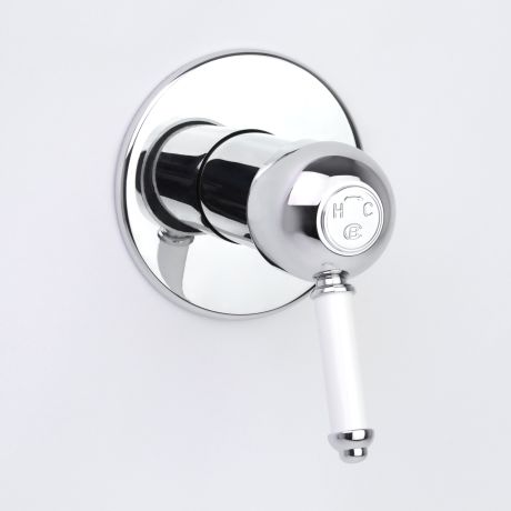 Roulette Lever Wall Mixer in Chrome Plate with White Lever Insert Upgrade