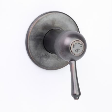 Roulette Lever Wall Mixer in Florentine Bronze immediately after manufacture