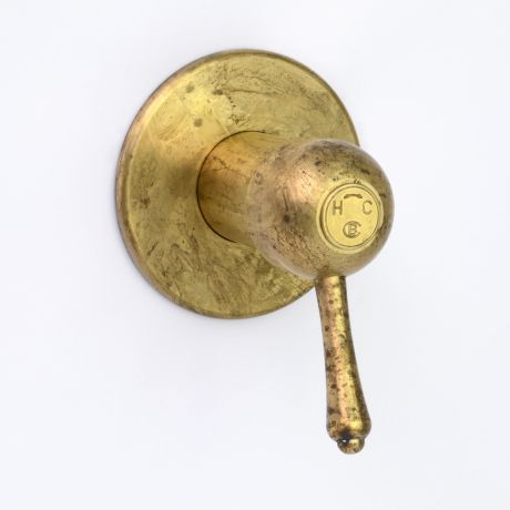 Roulette Lever Wall Mixer in Raw Brass finish